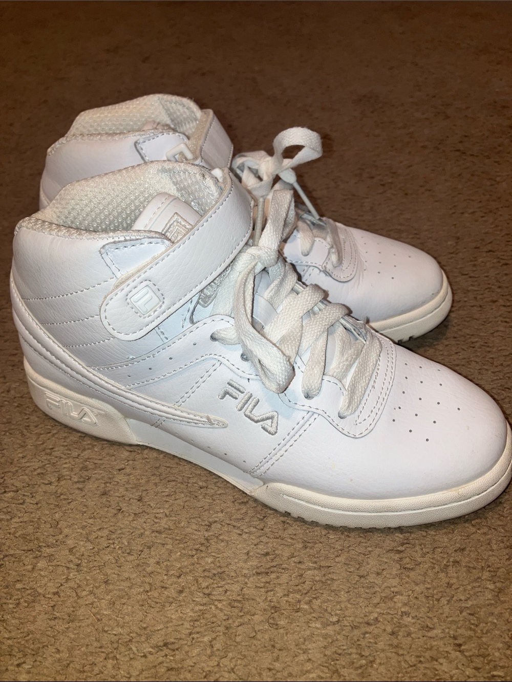 Fila Kids White High-Top Sneakers with Ankle Strap